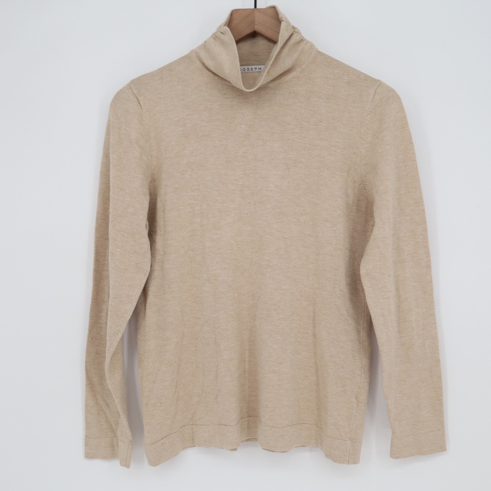 Joseph A. Sweater Womens M Turtleneck Tan Long Sleeve Fine Knit Good